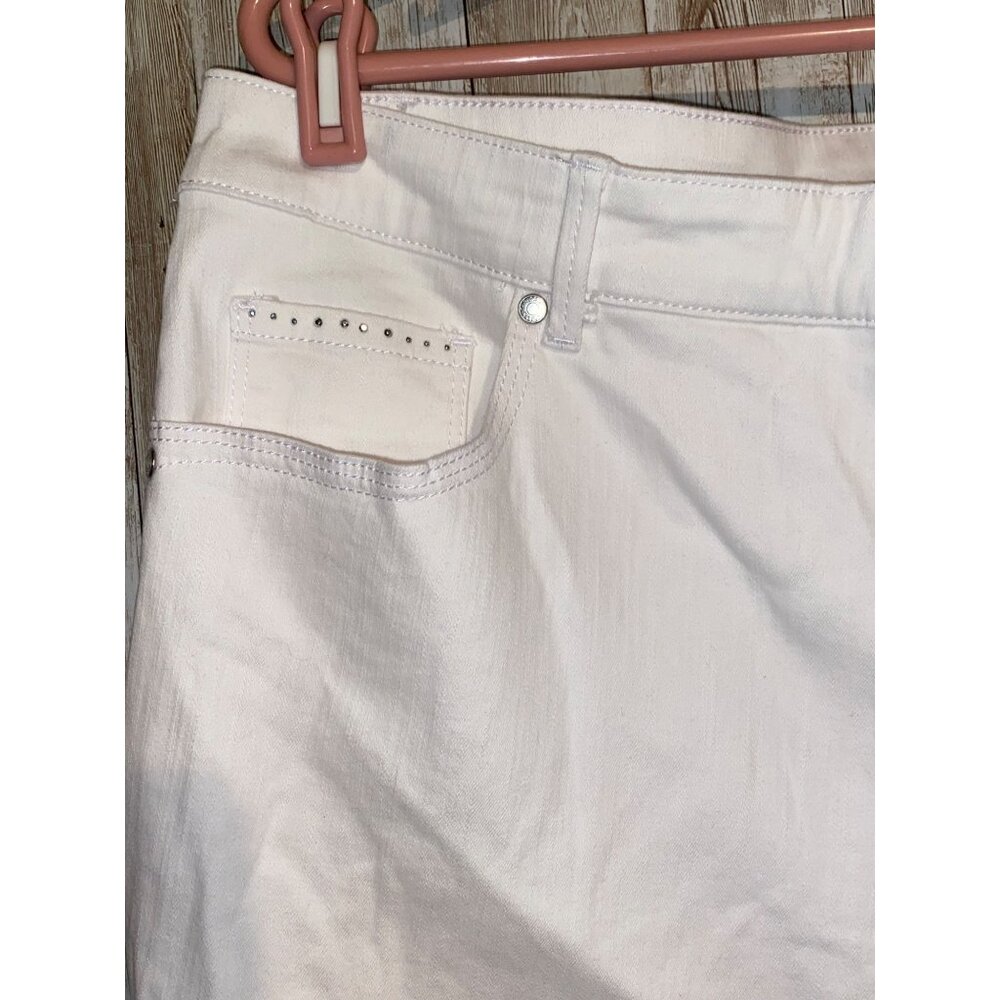 Women's Gloria Vanderbilt White Denim Cropped Capris Jeans 18W Slimming Effect - Picture 7 of 16